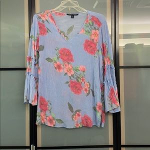 Floral Striped Long Sleeve Blouse